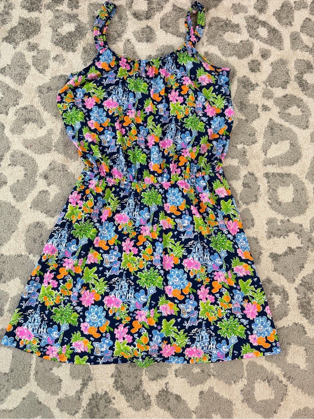 Lilly Pulitzer Disney Navy Floral Sleeveless Romper Dress - Picture 2 of 5